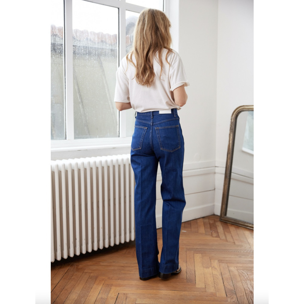 NEW $315 RE/DONE 70s Pocket High Rise Wide Leg Jeans - True Rinse - Picture 5 of 13